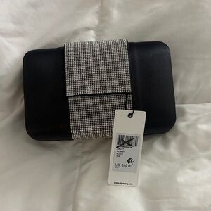 Elegant Black Clutch with Silver Accents